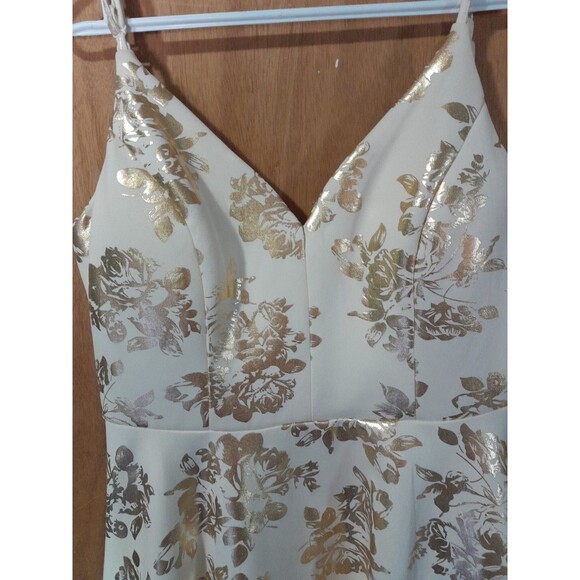 B Darlin Dress 13-14 Jr  Ivory-Gold Floral Fit-Flare Mini-NWT FROM Macys FORMAL - Picture 2 of 16